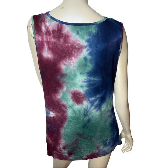 Amore All F. Y. brand Blue Tie Dye Tan Top. - Picture 6 of 9